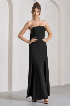 Christina | Black Bandeau Sleeveless Maxi Dress With Cape 9 Christina | Black Bandeau Sleeveless Maxi Dress With Cape -Dress Shop WB CL129804002 ChristinaBlackBandeauSleevelessMaxiDressWithCape3