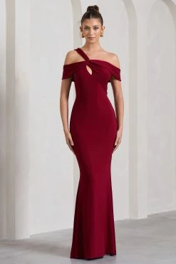 Captivating | Berry Red Strappy Asymmetric Cut-Out Maxi Dress -Dress Shop WB CL130000037 CaptivatingBerryRedStrappyAsymmetricCut OutMaxiDress0