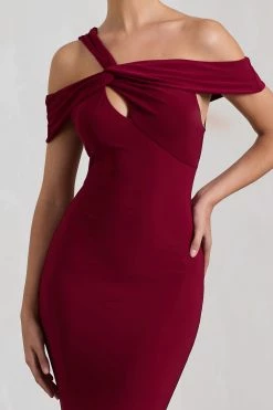 Captivating | Berry Red Strappy Asymmetric Cut-Out Maxi Dress -Dress Shop WB CL130000037 CaptivatingBerryRedStrappyAsymmetricCut OutMaxiDress2