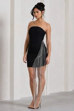 Upon A Star | Black Bandeau Diamante Fringe Mini Dress -Dress Shop WB CL130026002 UponAStarBlackBandeauDiamanteFringeMiniDress1 805630d4 23ed 439c 9755 f9f3c88e56c3