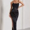 In Attendance | Black Satin Draped Corset Split Maxi Dress -Dress Shop WB CL130051002 InAttendanceBlackSatinDrapedCorsetSplitMaxiDress8 b0687c4a b77c 4853 b0a5 6b59afac6c46