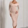 Between The Lines | Nude Ruched Mesh Long-Sleeved Bodycon Midi Dress 2 Between The Lines | Nude Ruched Mesh Long-Sleeved Bodycon Midi Dress -Dress Shop WB CL130077059 BetweenTheLinesNudeRuchedMeshLong SleevedBodyconMidiDress0