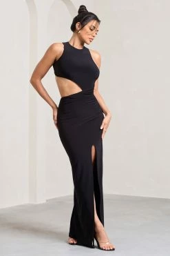 Ashley | Black Asymmetric Sleeveless Cut-Out Split Maxi Dress 11 Ashley | Black Asymmetric Sleeveless Cut-Out Split Maxi Dress -Dress Shop WB CL132001002 AshleyBlackAsymmetricSleevelessCut OutSplitMaxiDress3