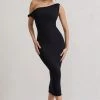Salome | Black Twisted Asymmetric Midi Dress -Dress Shop WB CL132261002 SalomeBlackTwistedAsymmetricMidiDress4