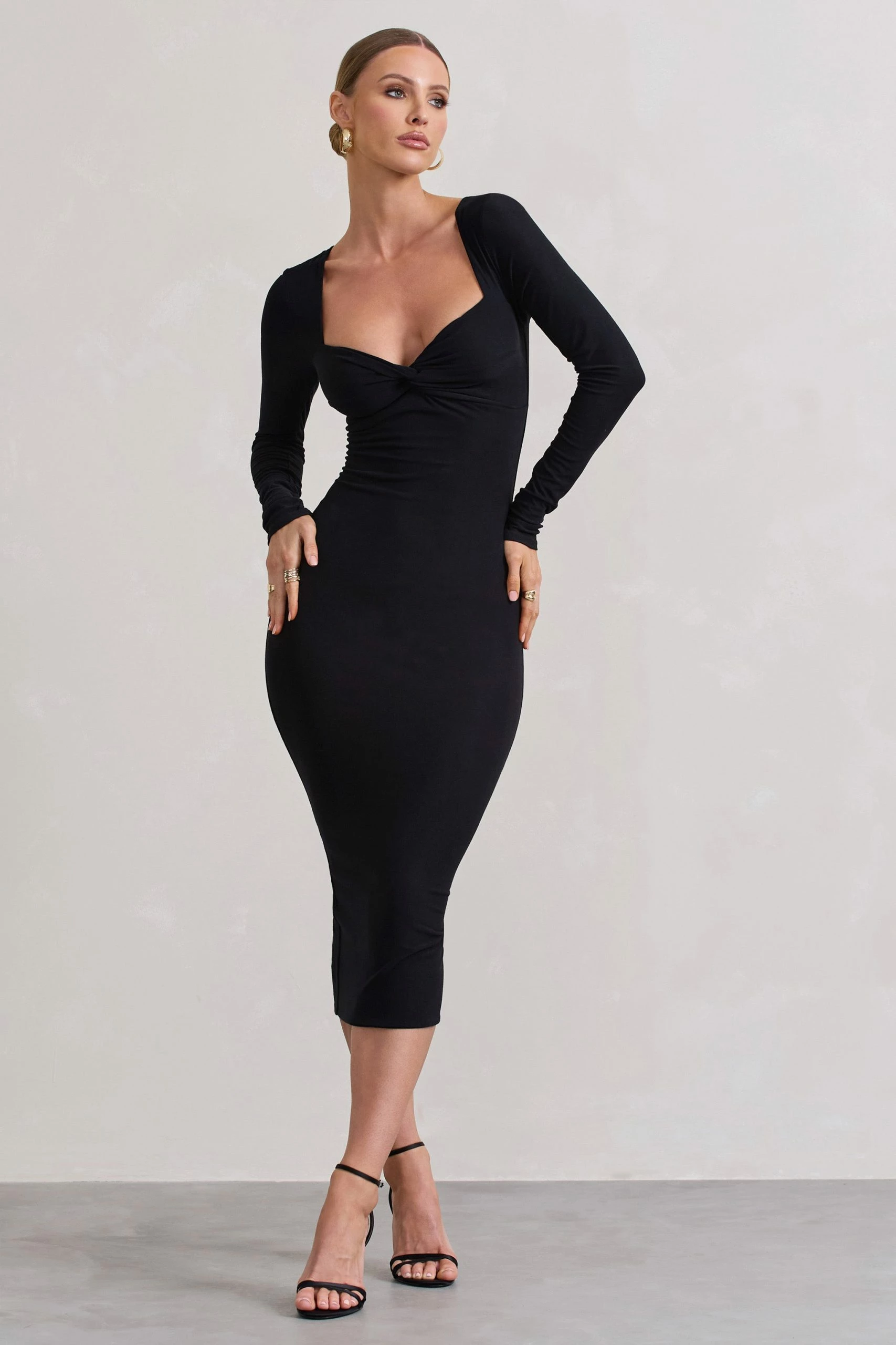 Sammy | Black Bodycon Sweetheart Midi Dress 7 Sammy | Black Bodycon Sweetheart Midi Dress - Image 5
