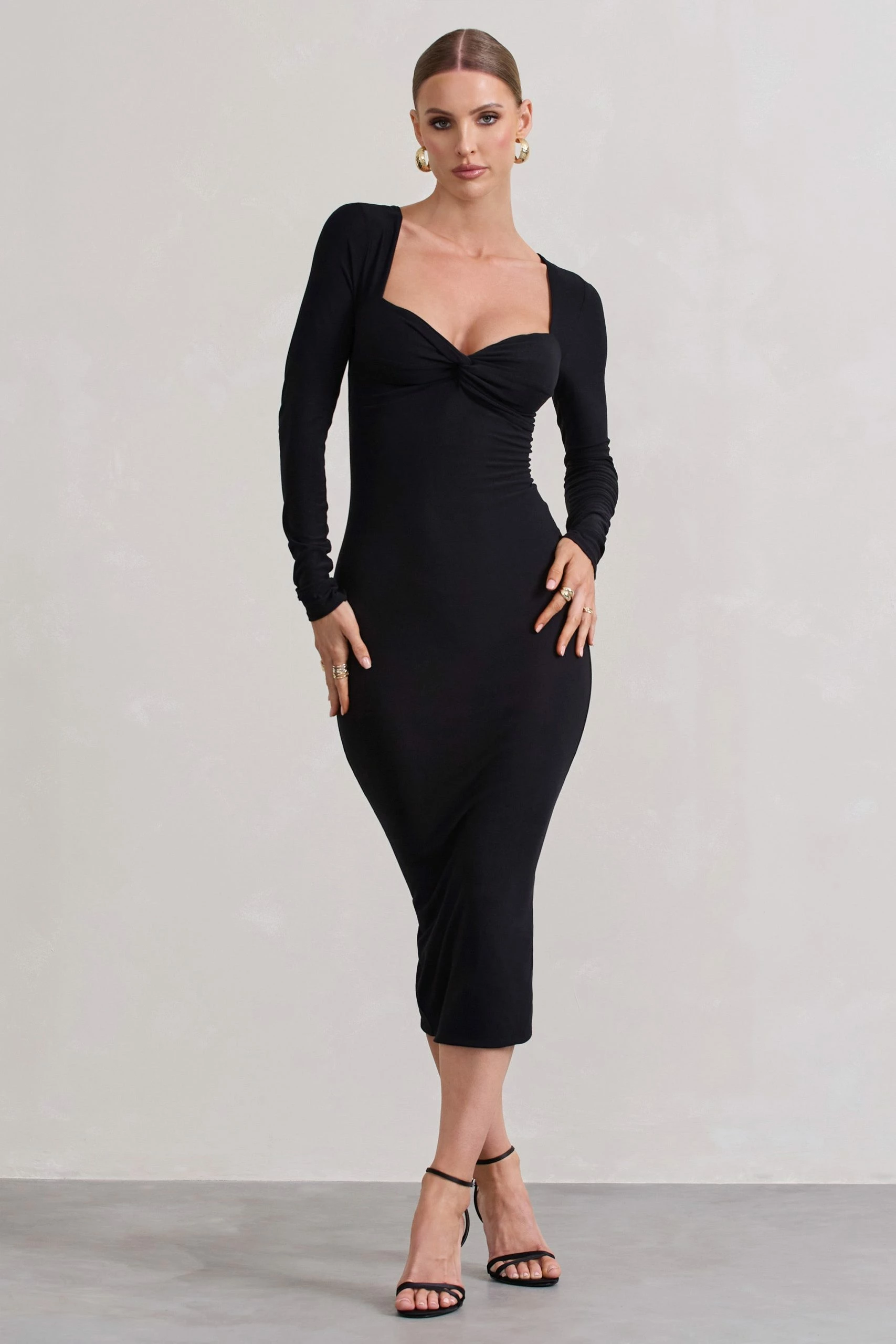Sammy | Black Bodycon Sweetheart Midi Dress 6 Sammy | Black Bodycon Sweetheart Midi Dress - Image 4