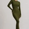 Wonder | Moss Green Bodycon Long-Sleeve Maxi Dress -Dress Shop WB CL132264119 WonderMossGreenBodyconLong SleeveMaxiDress0
