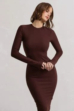 Wonder | Chocolate Brown Bodycon Long-Sleeve Maxi Dress 9 Wonder | Chocolate Brown Bodycon Long-Sleeve Maxi Dress -Dress Shop WB CL132264171 WonderChocolateBrownBodyconLong SleeveMaxiDress10