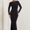 Donna | Black Long-Sleeved Open-Back Maxi Dress 2 Donna | Black Long-Sleeved Open-Back Maxi Dress -Dress Shop WB CL133018002 DonnaBlackLong SleevedOpen BackMaxiDress1