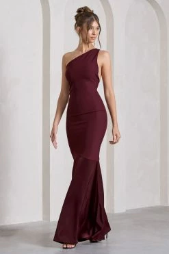 Passion | Plum Asymmetric Cut-Out Fishtail Maxi Dress 10 Passion | Plum Asymmetric Cut-Out Fishtail Maxi Dress -Dress Shop WB CL133023101 PassionPlumAsymmetricCut OutFishtailMaxiDress6