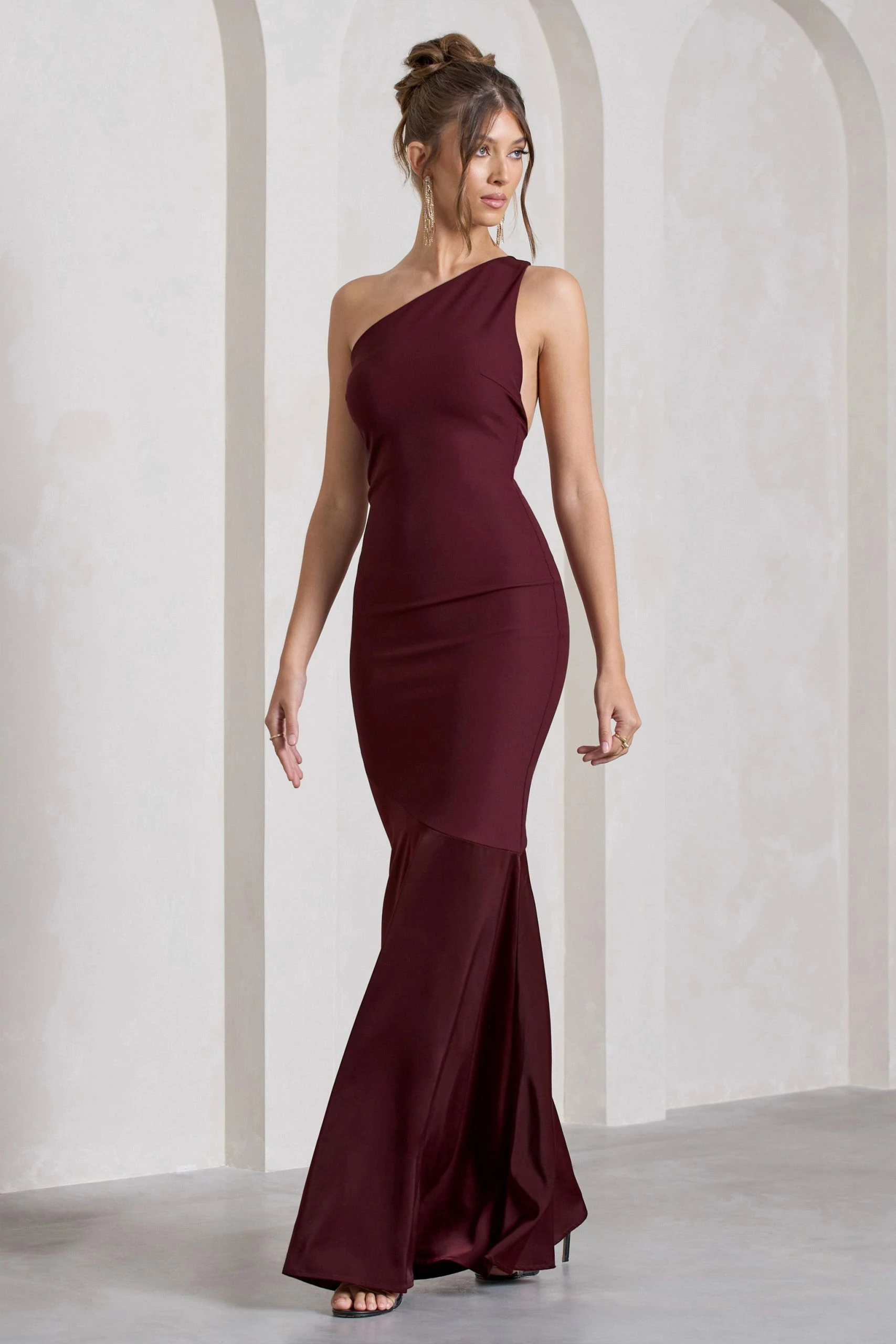 Passion | Plum Asymmetric Cut-Out Fishtail Maxi Dress 6 Passion | Plum Asymmetric Cut-Out Fishtail Maxi Dress - Image 4