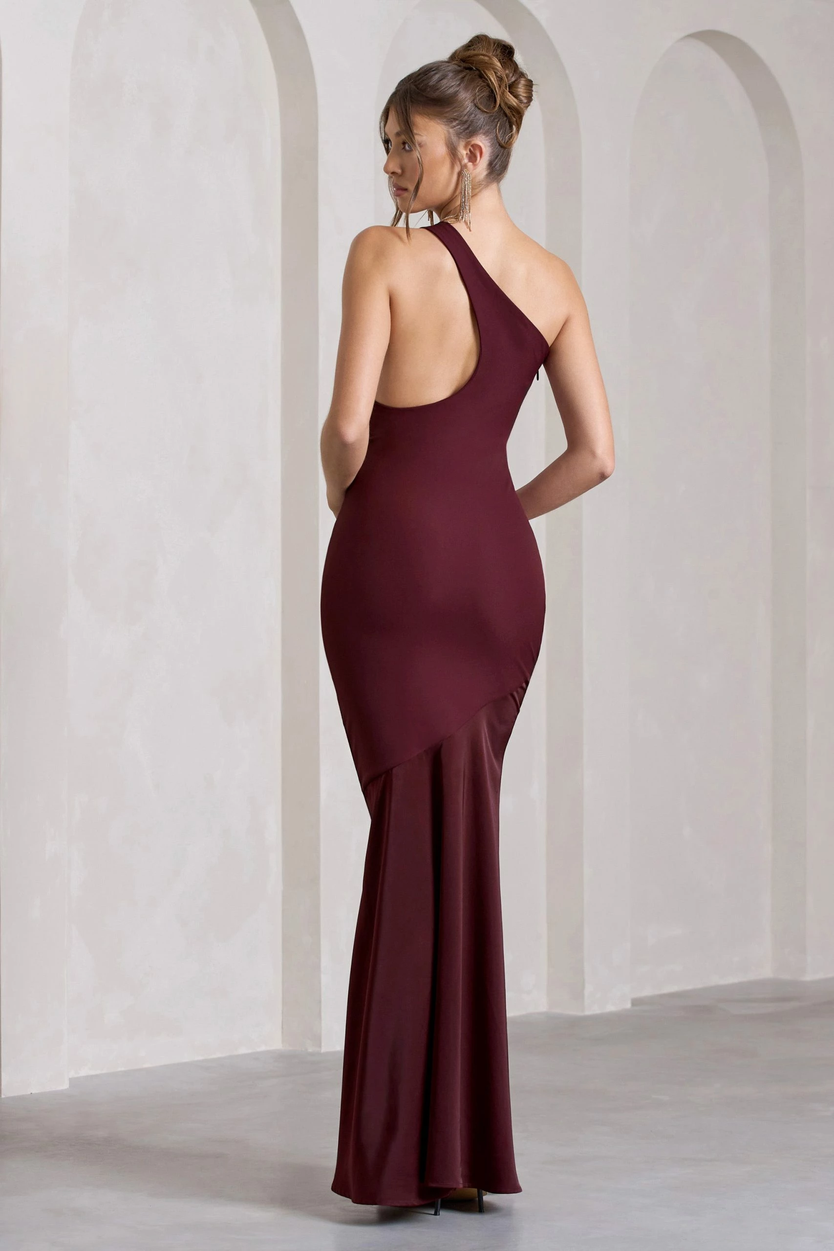 Passion | Plum Asymmetric Cut-Out Fishtail Maxi Dress 4 Passion | Plum Asymmetric Cut-Out Fishtail Maxi Dress - Image 2