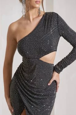 Reflection | Black Embellished Cut-Out Asymmetric Split Maxi Dress -Dress Shop WB CL133025002 ReflectionBlackEmbellishedCut OutAsymmetricSplitMaxiDress11 64c41590 8a10 4b6d a673 2b3c2d591794