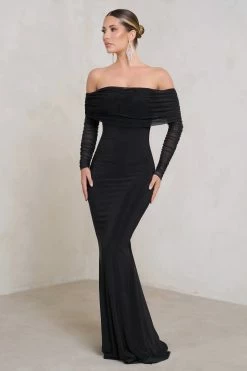 Madeleine | Black Fishtail Maxi Dress With Bardot Mesh Long Sleeves 14 Madeleine | Black Fishtail Maxi Dress With Bardot Mesh Long Sleeves -Dress Shop WB HR CL124634 MadeleineBlackFishtailMaxiDressWithBardotMeshLongSleeves3 1 8f161ce8 d5cc 4a7b 86ef 0bdcd9dcc211