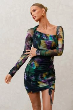 Aphrodite | Watercolour Print Asymmetric Ruched Side Mini Dress 9 Aphrodite | Watercolour Print Asymmetric Ruched Side Mini Dress -Dress Shop WB HR CL125499 Aphrodite WatercolourPrintAsymmetricRuchedSideMiniDress1