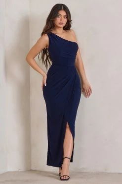 Athena | Navy One Shoulder Maxi Dress -Dress Shop WB HR CL126145 AthenaNavyOneShoulderMaxiDress2