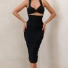 Embody | Black Cut Out Twist Front Ruched Midi Dress -Dress Shop WB HR CL126226 EmbodyBlackCutOutTwistFrontRuchedMidiDress0