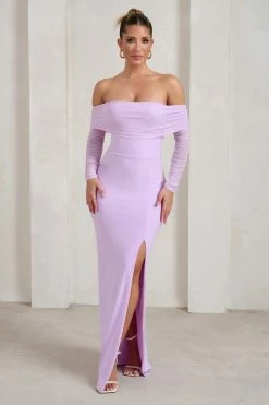 On Your Mind | Lilac Mesh Long Sleeve Maxi Dress