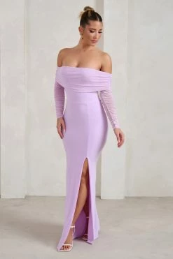 On Your Mind | Lilac Mesh Long Sleeve Maxi Dress -Dress Shop WB HR CL126435 OnYourMindLilacMeshLongSleeveMaxiDress2