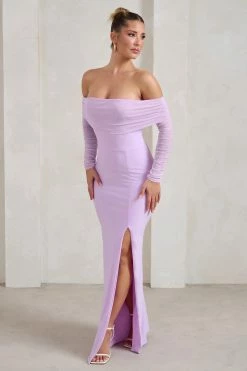 On Your Mind | Lilac Mesh Long Sleeve Maxi Dress -Dress Shop WB HR CL126435 OnYourMindLilacMeshLongSleeveMaxiDress3