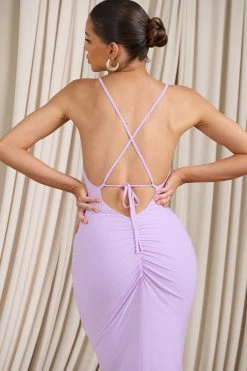 Future Love | Lilac Ruched Cowl Maxi Dress With Thigh Split 9 Future Love | Lilac Ruched Cowl Maxi Dress With Thigh Split -Dress Shop WB HR CL127177033 FutureLoveLilacRuchedCowlMaxiDressWithThighSplit6