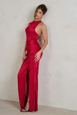 Forever Feature | Berry Red High Neck Wrap Maxi Dress 11 Forever Feature | Berry Red High Neck Wrap Maxi Dress -Dress Shop WB HR CL128407 ForeverFeatureBerryRedHighNeckWrapMaxiDress4