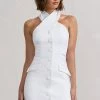 Dani | White Halter Neck Tailored Buttoned Bodycon Mini Dress 2 Dani | White Halter Neck Tailored Buttoned Bodycon Mini Dress -Dress Shop WB HR CL128487005 DaniWhiteHalterNeckTailoredButtonedBodyconMiniDress1
