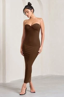 Evita | Chocolate Sweetheart Twist Detail Maxi Dress -Dress Shop WB HR CL128975067 EvitaChocolateSweetheartTwistDetailMaxiDress1