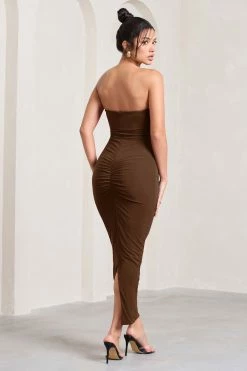 Evita | Chocolate Sweetheart Twist Detail Maxi Dress -Dress Shop WB HR CL128975067 EvitaChocolateSweetheartTwistDetailMaxiDress5