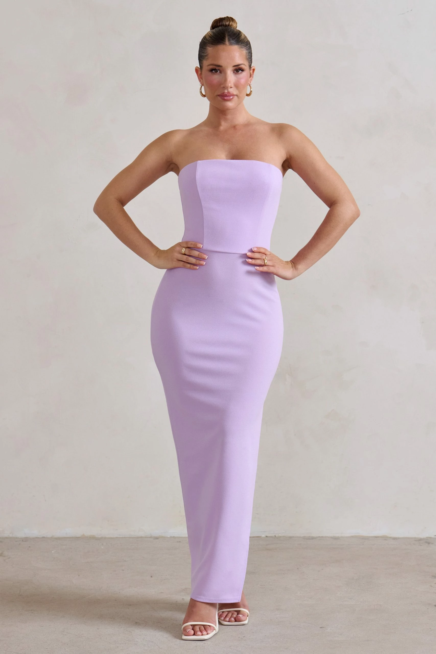 Dina | Lilac Bandeau Maxi Dress With Split 6 Dina | Lilac Bandeau Maxi Dress With Split - Image 4