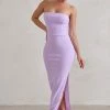 Dina | Lilac Bandeau Maxi Dress With Split