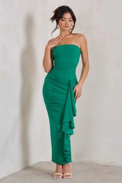 Fleur | Green Bandeau Ruffle Maxi Dress -Dress Shop WB HR CL129323 FleurGreenBandeauRuffleMaxiDress1