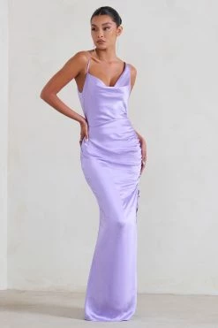Belonging | Lilac Ruched Cowl Maxi Dress